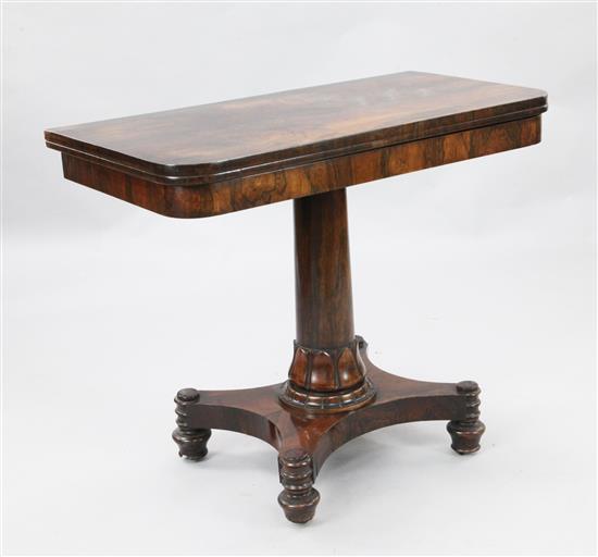 A William IV rosewood card table, W.3ft D.1ft 6in. H.2ft 5in.